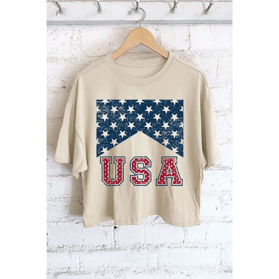 USA Flag Long Crop Top