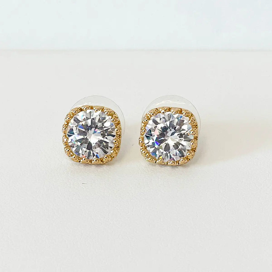 Square Stone Stud Earrings