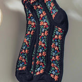 Vintage Floral Embroidered Socks