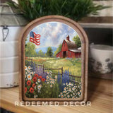 Arch Top Patriotic Farm Sign 6x8"