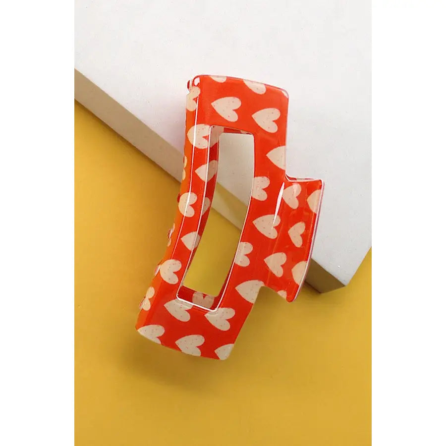 Rectangle Heart Hair Claw Clip