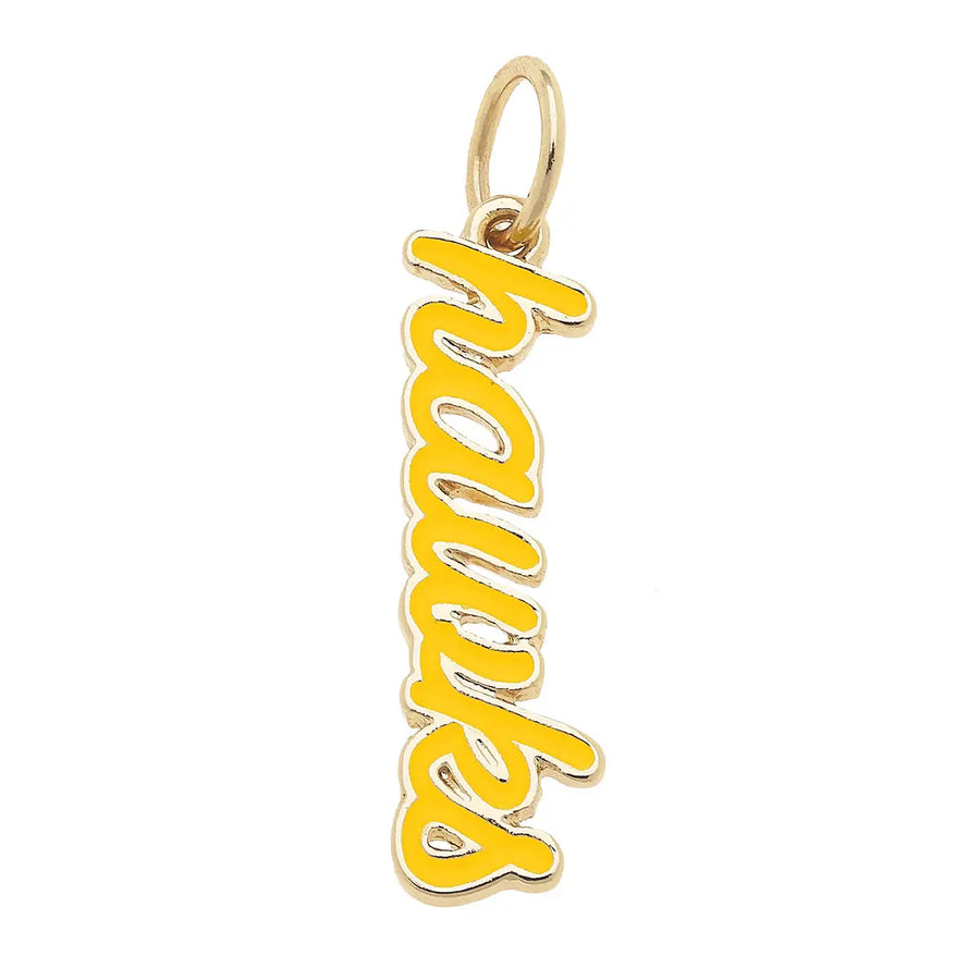 Iowa Hawkeye Enamel Script Charm
