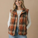 Plaid Quilted Snap Button Vest