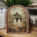 Arch Top Moody Ghost House Sign 6x8"