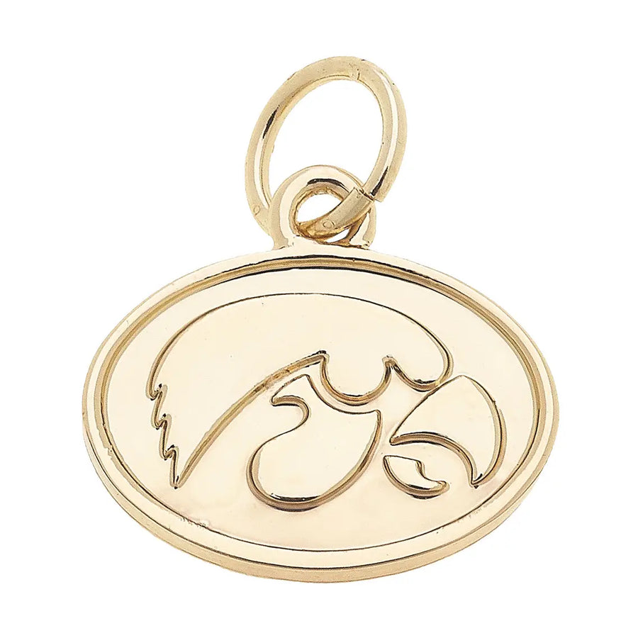 Iowa Hawkeye Shiny Gold Logo Charm