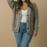 Plus Button Down Chunky Cable Cardigan