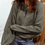 Lace Patchwork Mineral Wash Sweatshirt