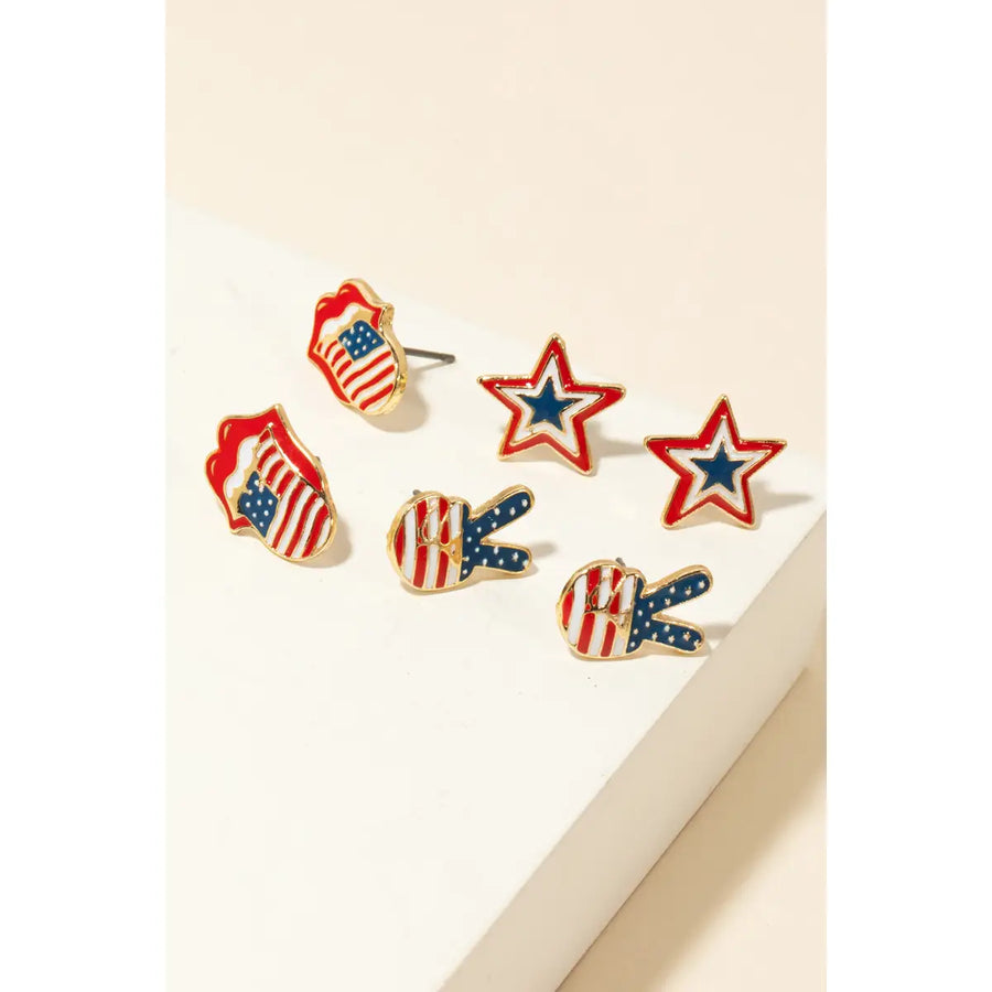 Assorted American Theme Stud Earrings