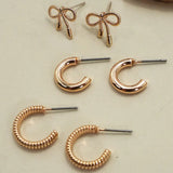 Mini Bow Huggie Hoop Trio Earrings