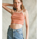 Striped Ribbed Crop Cami