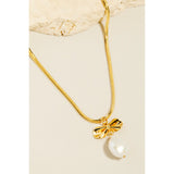Pearl & Ribbon Pendant Necklace