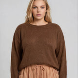 Plus Textured Raw Edge Knit Sweater