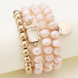 Multi Crystal Coin Charm Bracelet Set