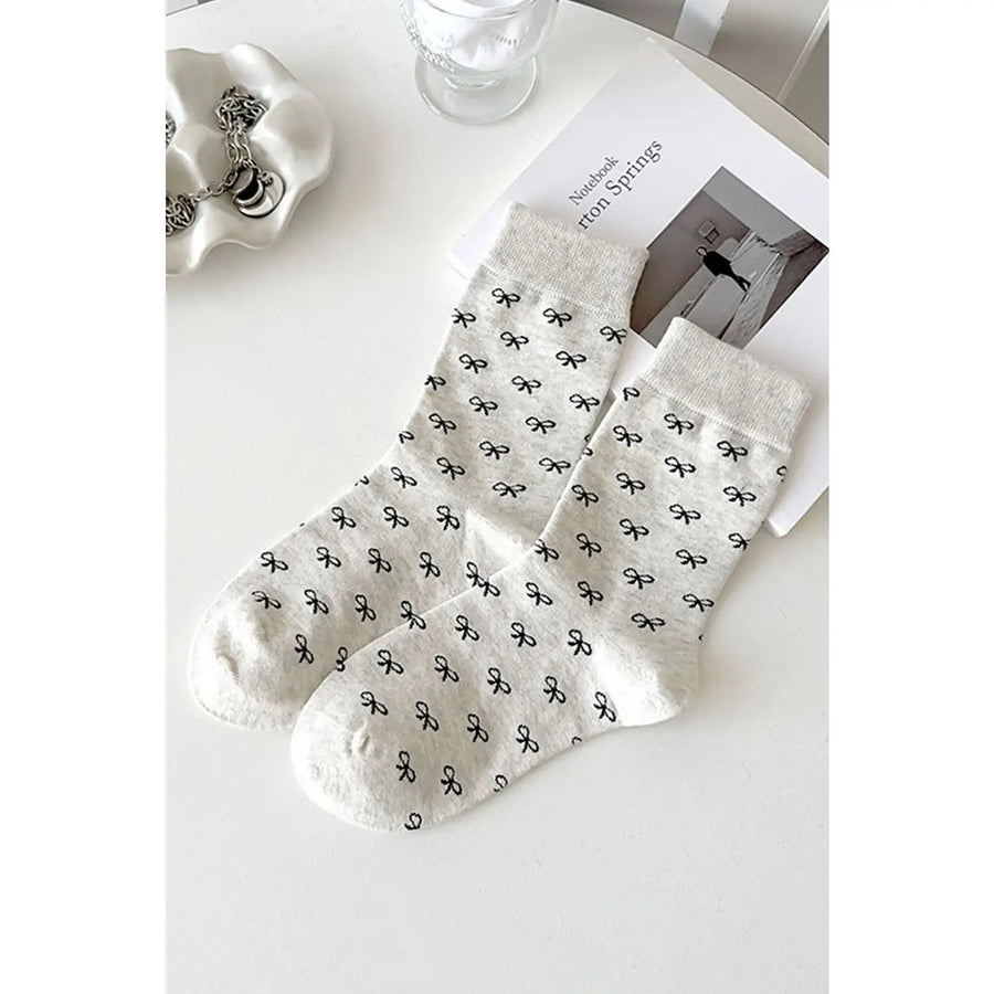 Ribbed Edge Bow Crew Socks