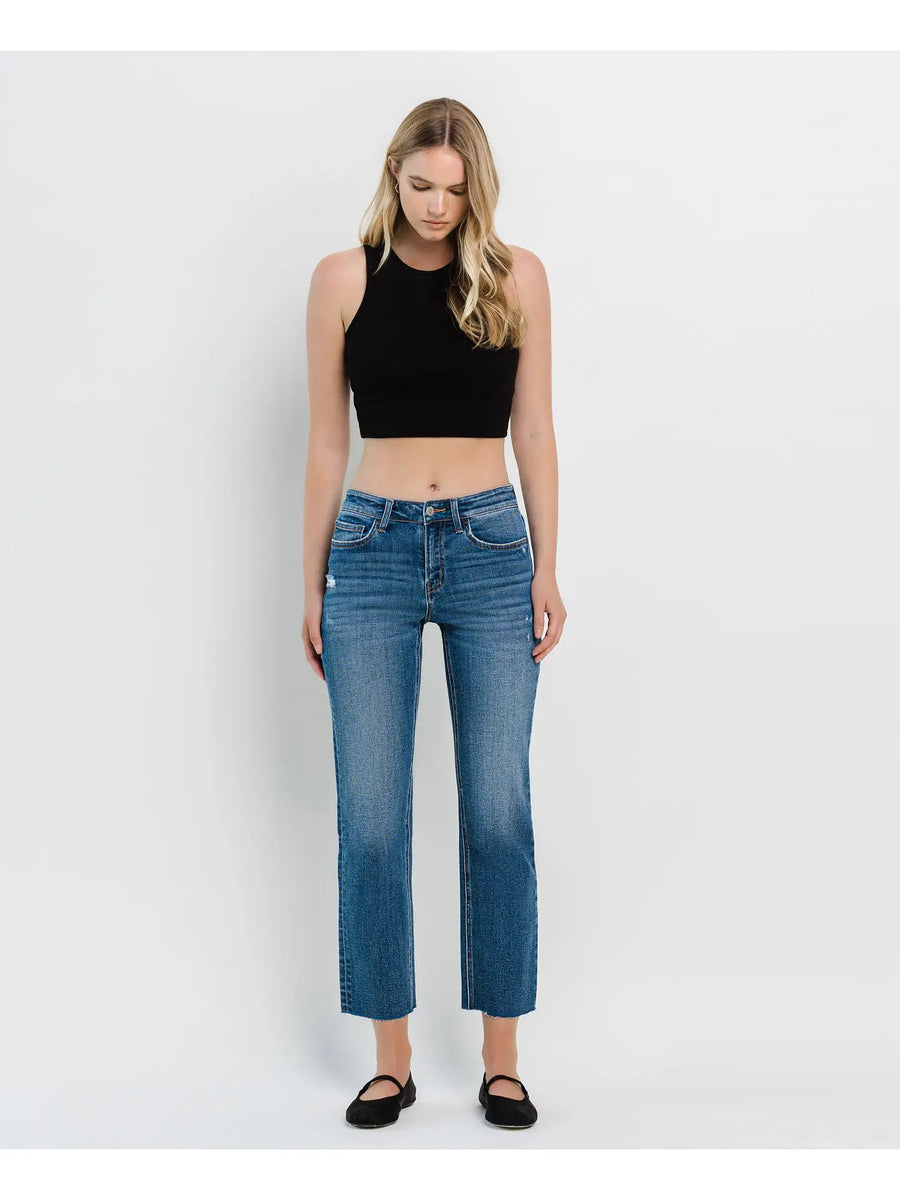 Leela Mid Rise Ankle Straight Vervet Jeans