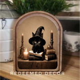 Arch Top Halloween Cat Sign 6x8"