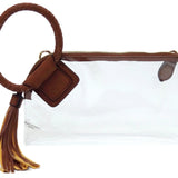 Clear Cuff Handle Clutch w/Tassel