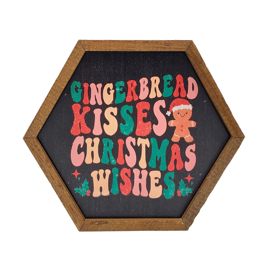 Gingerbread Kisses Hexagon Sign