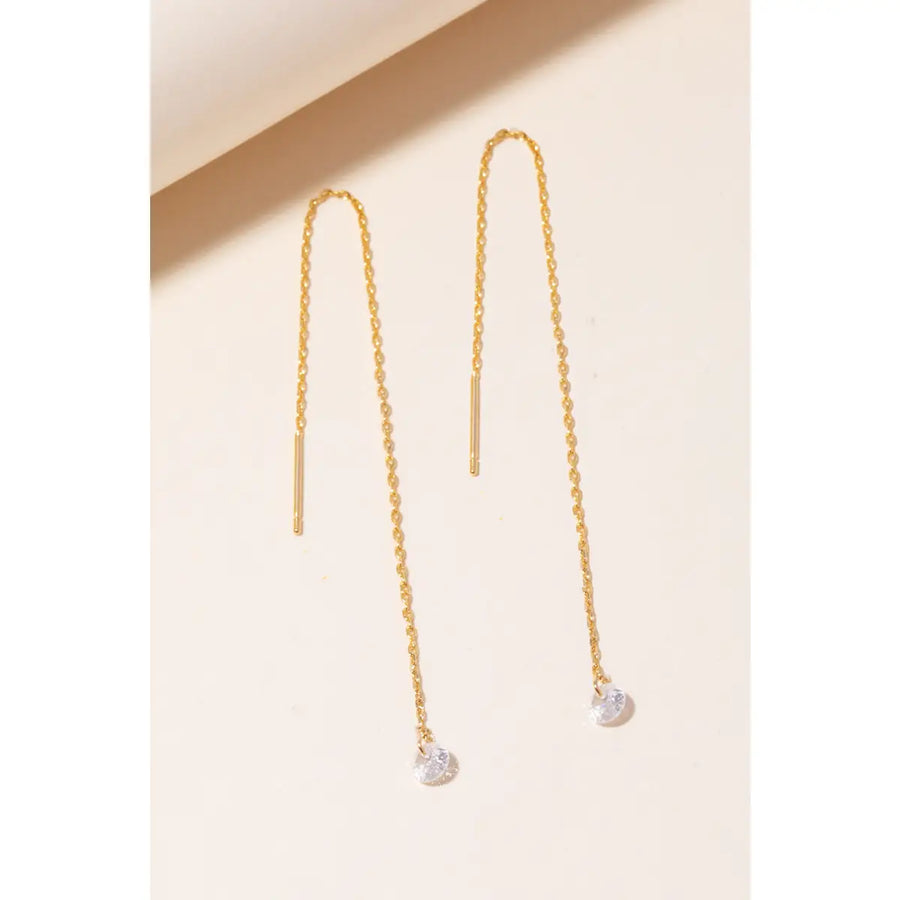 Rhinestone Gem Threader Chain Earring