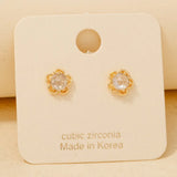 Intricate Cz Flower Stud Earring