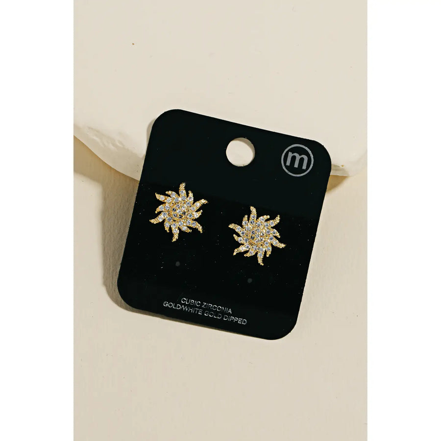Cz Pave Sunshine Stud Earring