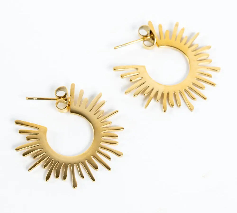Waterproof Sunburst Hoop Earring