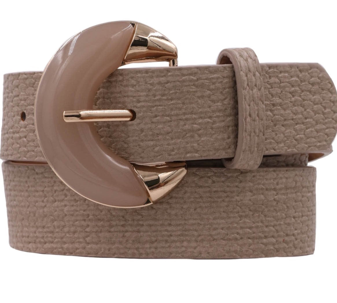 Crescent Buckle Basket Weave Belt