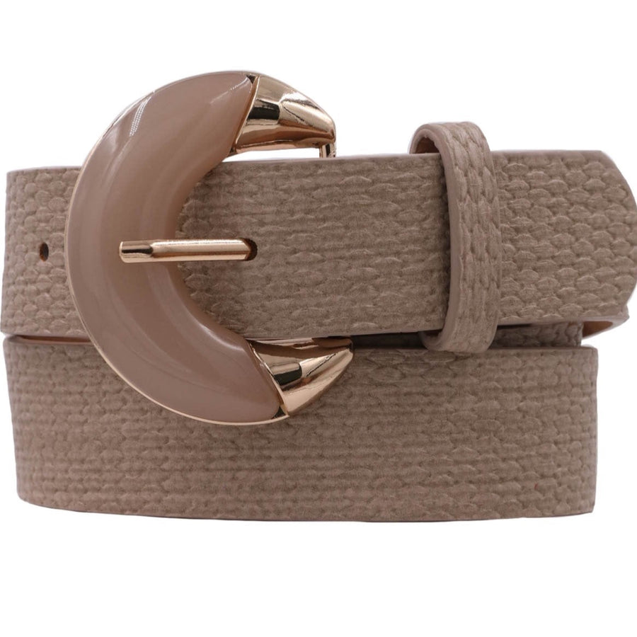 Crescent Buckle Basket Weave Belt