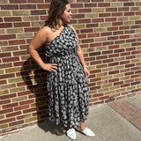 Plus Floral One Shoulder Dress
