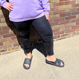 Plus High Waist Leather Leggings