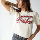 Nebraska Embroidered Laso Luxe Crop Tee