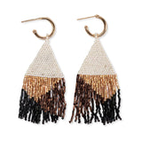 Mini Gold Hoop Mixed Angles Beaded Fringe Earrings