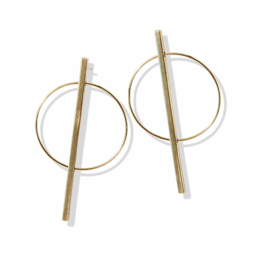 Kendra Brass Stick In Circle Earrings