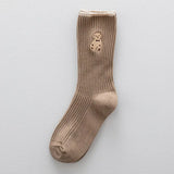 Brown Bear Embroidery Sock