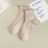 Solid Color Ruffle Ankle Socks