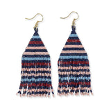 Lexie Horizontal Stripe Beaded Fringe Earrings Black