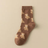 Simple Brown Bear Pattern Sock