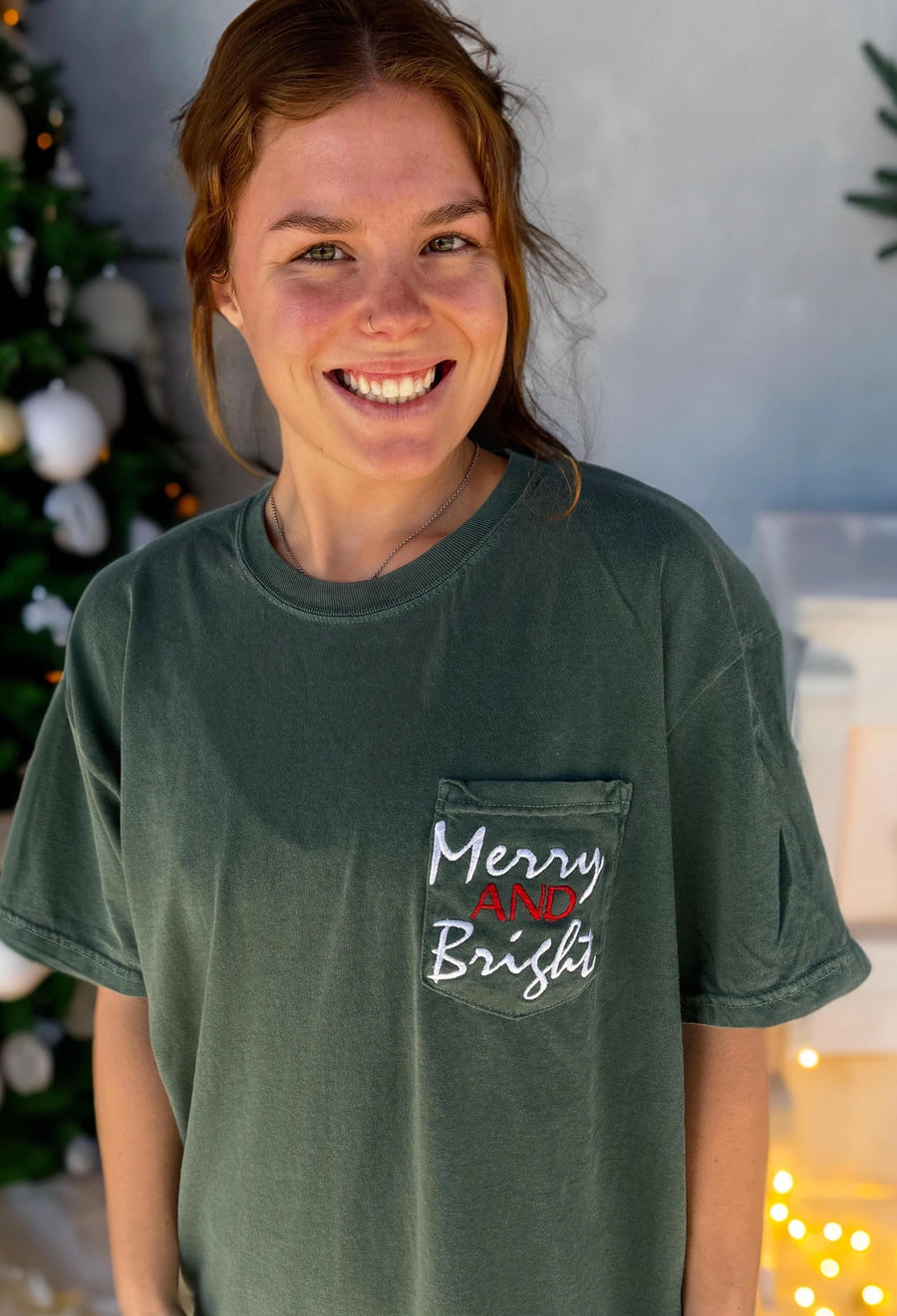 Embroidered Christmas Pocket Tee