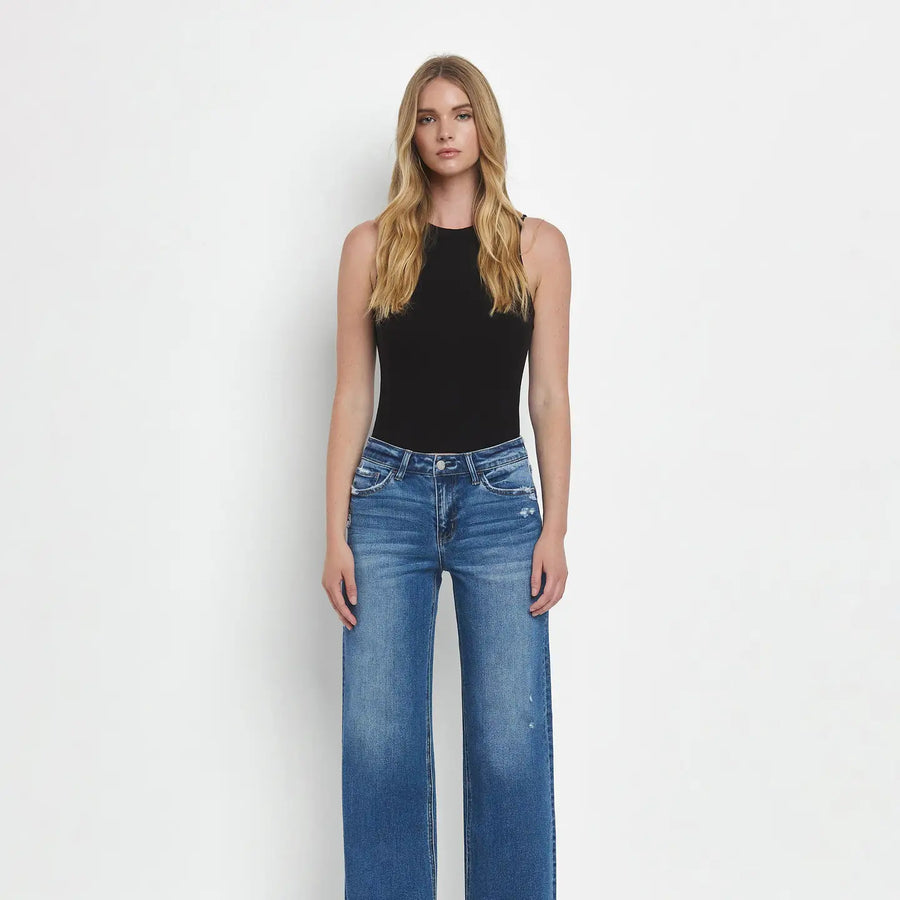 Mid Rise Wide Leg Vervet Jeans