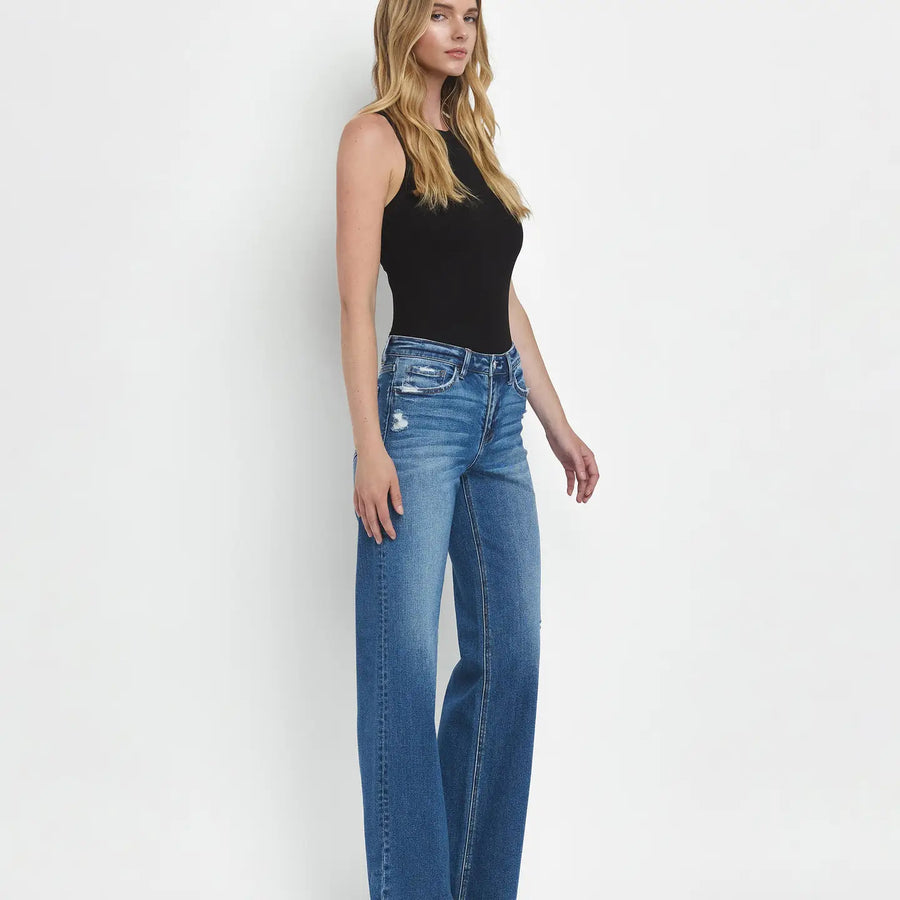 Mid Rise Wide Leg Vervet Jeans