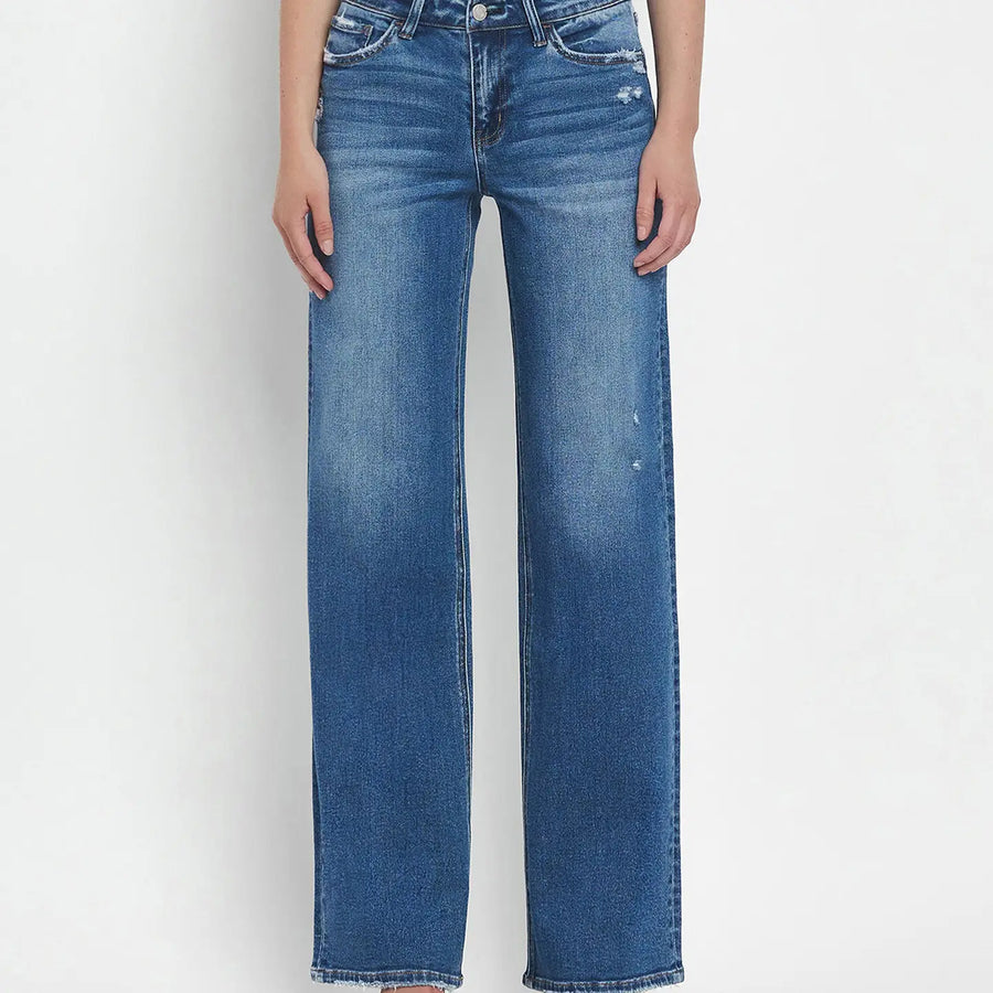 Mid Rise Wide Leg Vervet Jeans