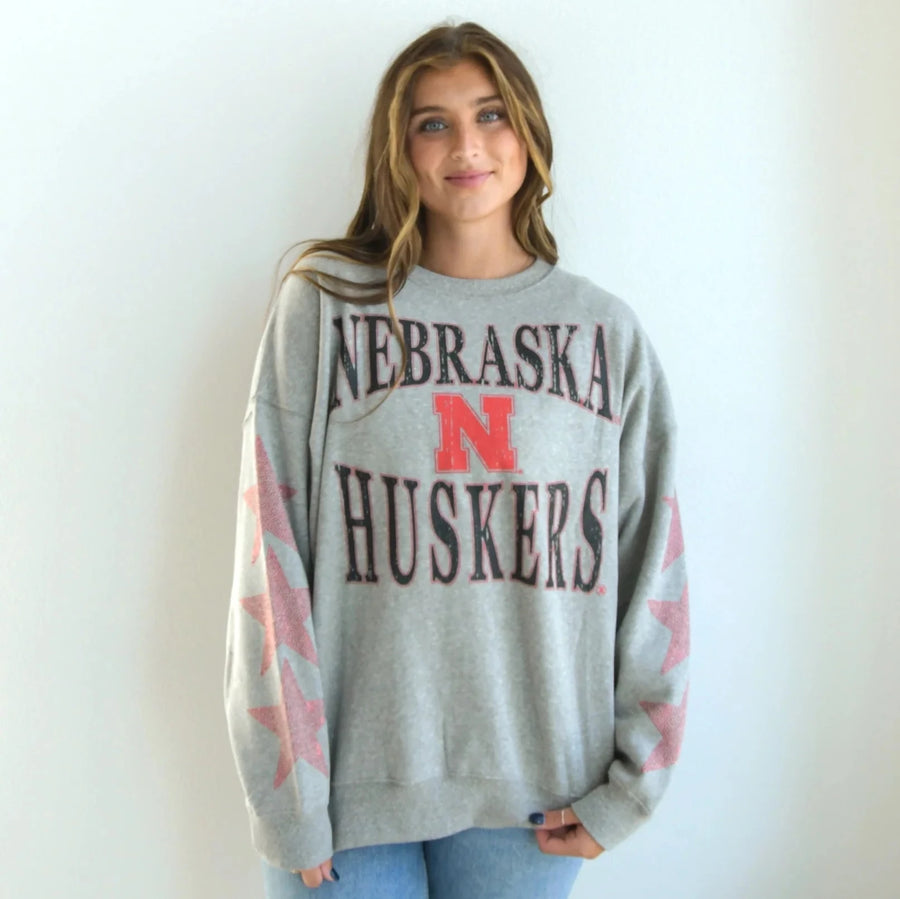 Nebraska Wynn Star Sleeve Crewneck