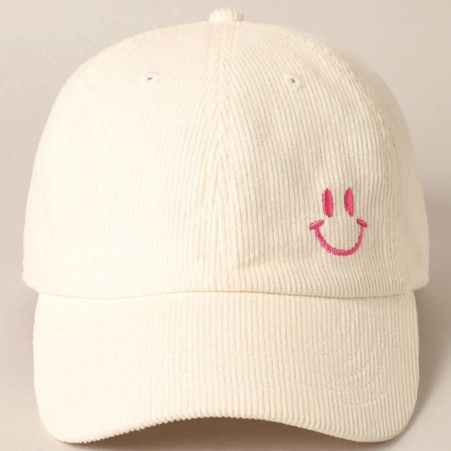 Mini Happy Face Embroidered Ball Cap