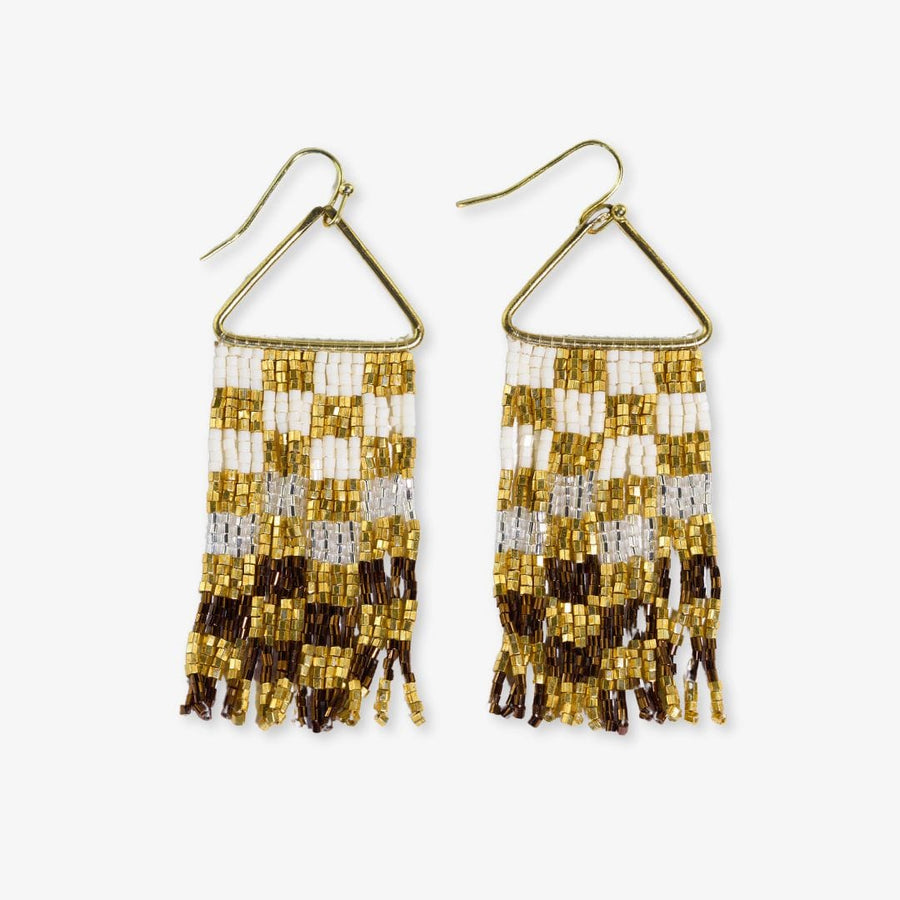 Paige Check Beaded Fringe Earring