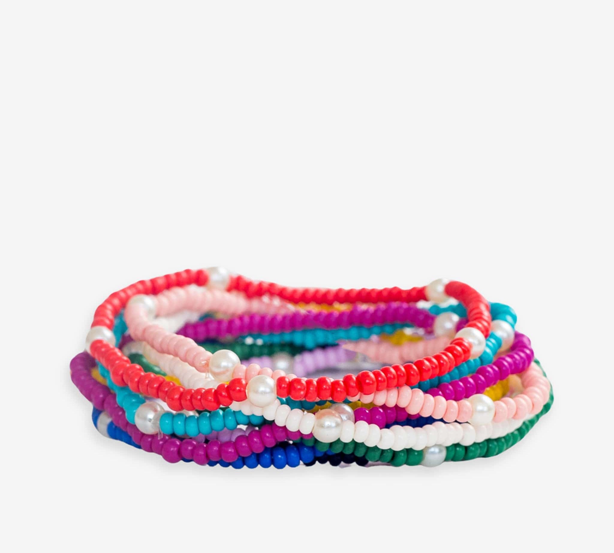 Sage 10 Strand Stretch Bracelets