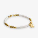 Rory Solid Color w/ Gold & Pearls Small Sequin Stretch Bracelet