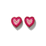Rose Heart Beaded Earrings