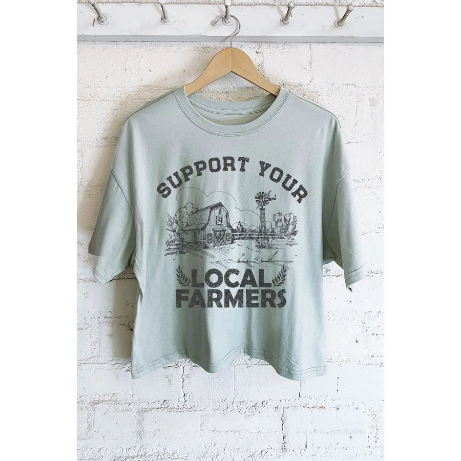 Support Your Local Farmers Long Crop Top