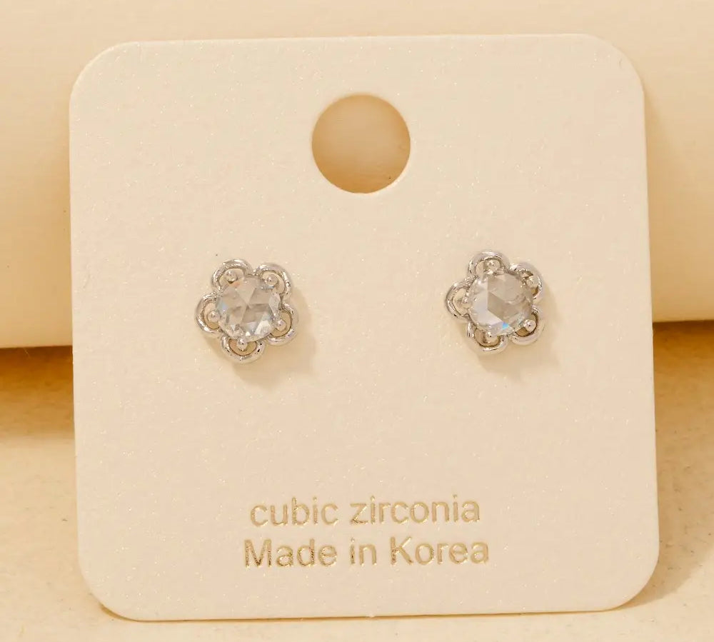 Intricate Cz Flower Stud Earring