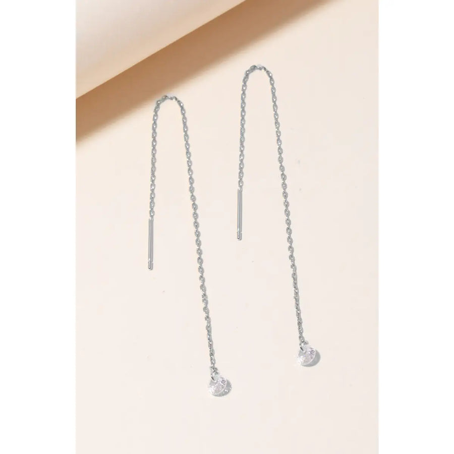 Rhinestone Gem Threader Chain Earring